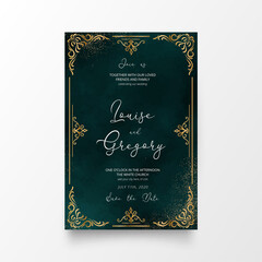 Beautiful Wedding Invitation Card With Golden Ornaments