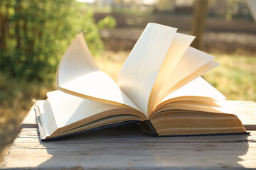 The book turns over outside