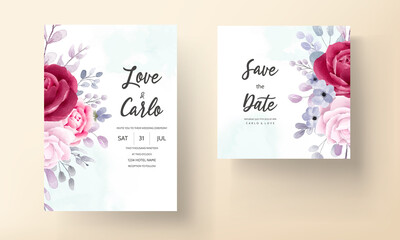 Beautiful Watercolor Floral Wedding Invitation Card