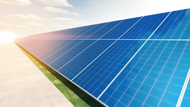 Photo of new energy solar power station, alternative energy, clean energy, solar panel system,3d rendering