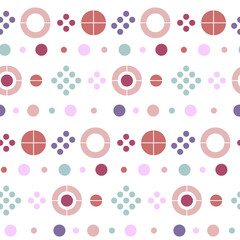 Geometric seamless pattern. Flat artistic circle repeatable background with dots. Cute Colorful stylish illustration for backgrounds, textiles, tapestries.