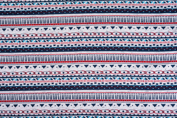 Blue and red Indian fabric pattern - obrazy, fototapety, plakaty