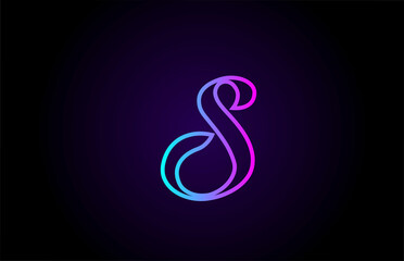 Fototapeta premium blue pink S line alphabet letter logo for business and company. Creative template design for lettering and corporate