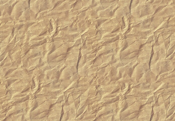 Naklejka na ściany i meble Crumpled Cardboard Paper Texture, Abstract Kraft Textured Paper