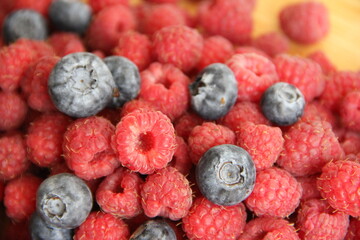 raspberries and blueberries