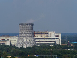 Nuclear reactor with vapor near a countryside road