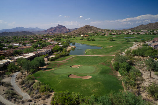 A desert golf course in the desert southwest.