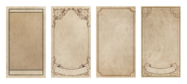 Ornamental frames on old style grunge paper, isolated on white background
