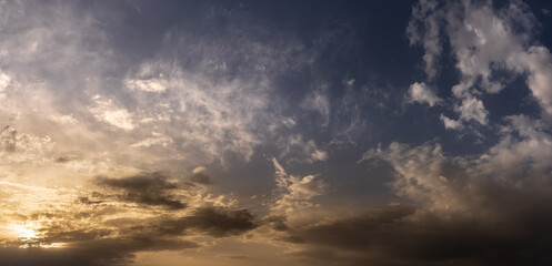Sunrise with a beautiful sky with clouds and fantastic colors.