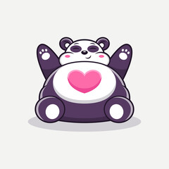 Cute big panda with love cartoon. Animal Vector