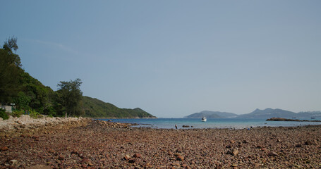 Rock stone beach on island