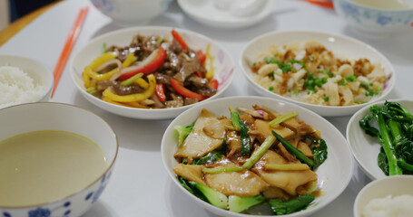 Homemade dinner with Hong Kong style dishes