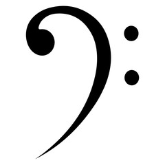 Bass Clef icon. Black icon isolated on white background.