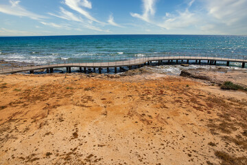 Ayia Napa beach promenade seafront, Cyprus.