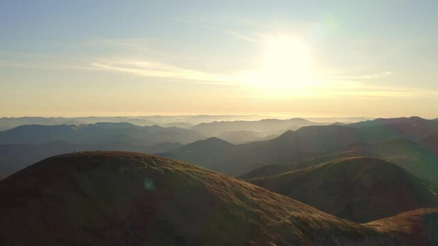 Aerial View of Mountain Hills, Carpathian Mountains Landscape.