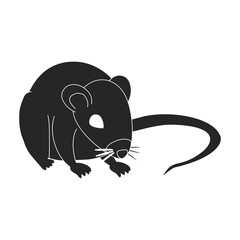 Mouse vector black icon. Vector illustration rat on white background. Isolated black illustration icon of mouse .