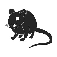 Mouse vector black icon. Vector illustration rat on white background. Isolated black illustration icon of mouse .