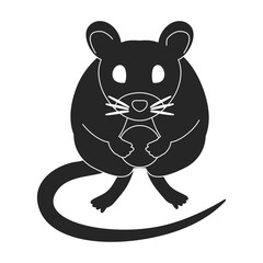 Mouse vector black icon. Vector illustration rat on white background. Isolated black illustration icon of mouse .