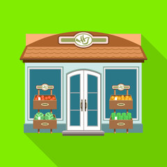 Store vector flat icon. Vector illustration storefront on white background. Isolated flat illustration icon of store .