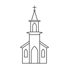 Church vector outline icon. Vector illustration building on white background. Isolated outline illustration icon of church.