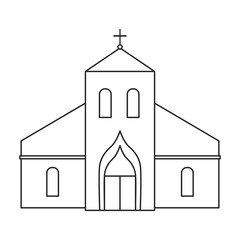 Church vector outline icon. Vector illustration building on white background. Isolated outline illustration icon of church.
