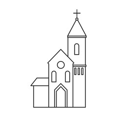 Church vector outline icon. Vector illustration building on white background. Isolated outline illustration icon of church.