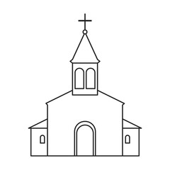 Church vector outline icon. Vector illustration building on white background. Isolated outline illustration icon of church.