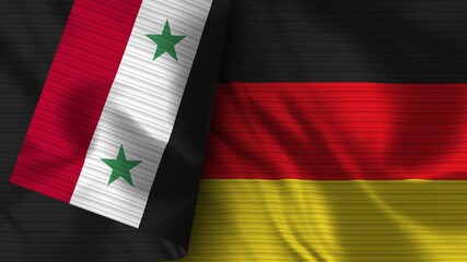 Germany and Syria Realistic Flag – Fabric Texture 3D Illustration