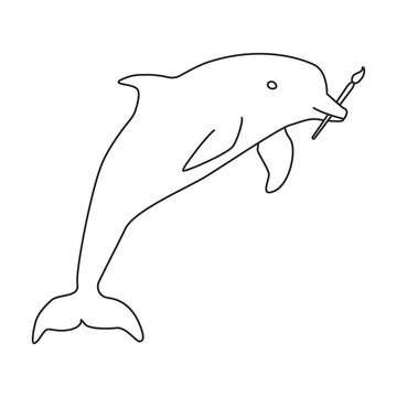 recommend clip art: Dolphin vector outline icon. Vector illustration sea animal on white background. Isolated outline illustration icon of dolphin.