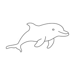 Dolphin vector outline icon. Vector illustration sea animal on white background. Isolated outline illustration icon of dolphin.