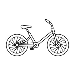 Bicycle child vector outline icon. Vector illustration bike children on white background. Isolated outline illustration icon of bicycle child .