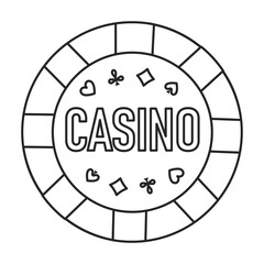 Chip casino vector outline icon. Vector illustration stack on white background. Isolated outline illustration icon of chip casino.
