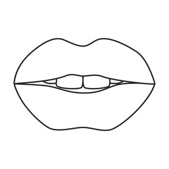 Female lip vector outline icon. Vector illustration mouth on white background. Isolated outline illustration icon of female lip .