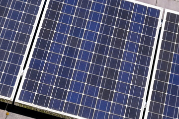 Fototapeta premium Solar panels on the roof of a residential building. No people.