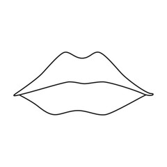 Female lip vector outline icon. Vector illustration mouth on white background. Isolated outline illustration icon of female lip .