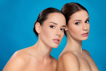 Natural beauty portrait of two young women