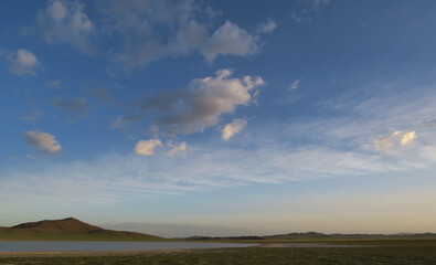 clouds over the lake in evening