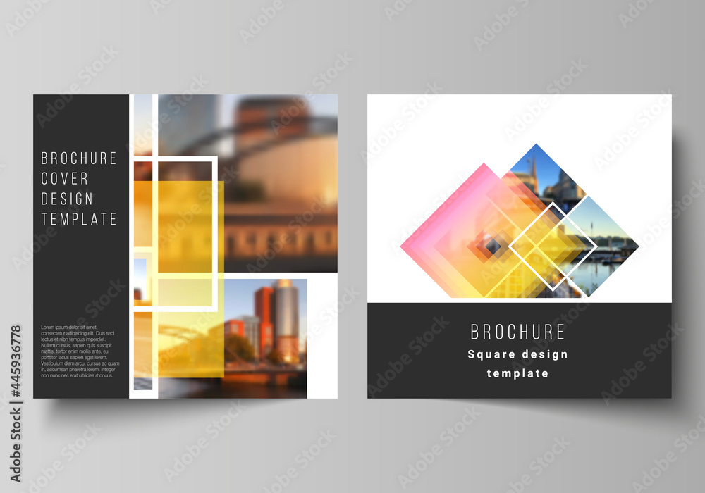 Wall mural the minimal vector illustration of editable layout of two square format covers design templates for 