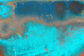 An old sheet of metal background bright blue. Rust and Grunge Texture for Decor. surface old...