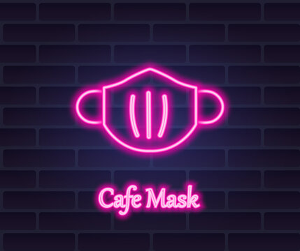 vector neon sign with mask image for decoration and design