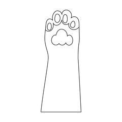 Paw cat vector outline icon. Vector illustration foot on white background. Isolated outline illustration icon of paw cat.