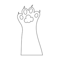 Paw cat vector outline icon. Vector illustration foot on white background. Isolated outline illustration icon of paw cat.
