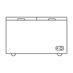 Freezer vector outline icon. Vector illustration refrigerator fridge on white background. Isolated outline illustration icon of freezer.