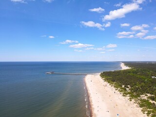 Seashore zigzag and blue skies
