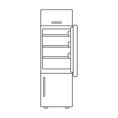 Freezer vector outline icon. Vector illustration refrigerator fridge on white background. Isolated outline illustration icon of freezer.