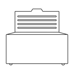 Freezer vector outline icon. Vector illustration refrigerator fridge on white background. Isolated outline illustration icon of freezer.