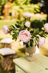 Peonies on a wedding day