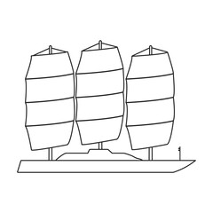 Yacht sail vector outline icon. Vector illustration sailboat on white background. Isolated outline illustration icon of yacht sail .