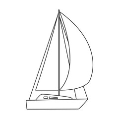 Yacht sail vector outline icon. Vector illustration sailboat on white background. Isolated outline illustration icon of yacht sail .