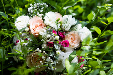 wedding bouquet on a tree
